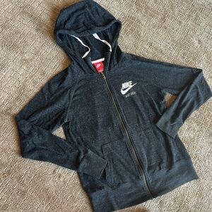 Nike Charcoal Zip-Up Hoodie with White Logo